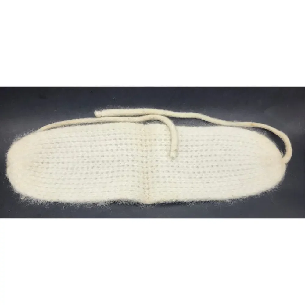 RARE 1950s Childs White/Red Fur/Leather Mittens and Wool Knit Cap YK